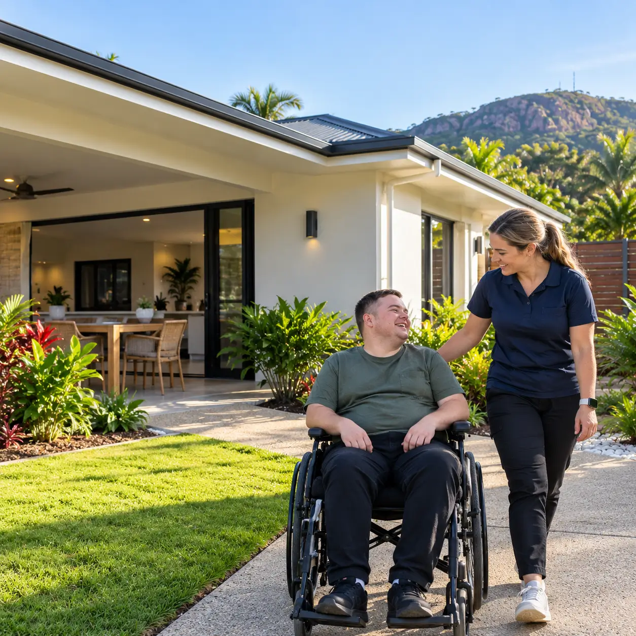 One-to-one scene illustrating support from a support worker